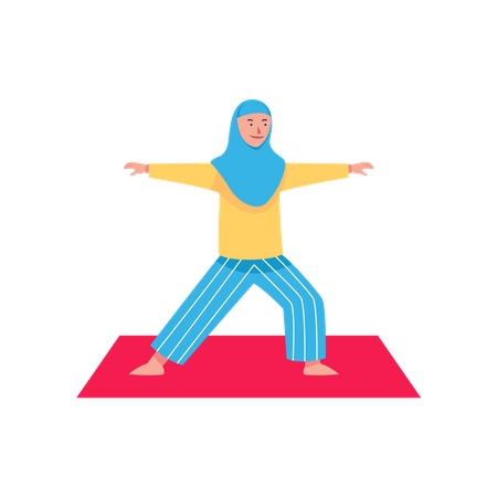 Femme musulmane faisant du yoga  Illustration