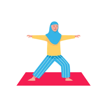 Femme musulmane faisant du yoga  Illustration