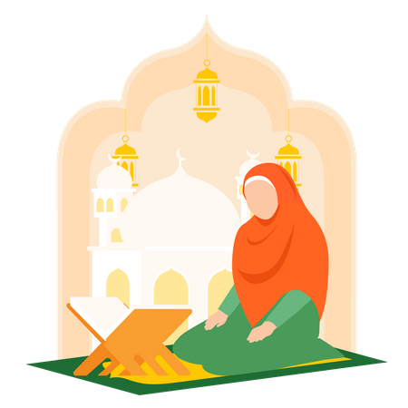 Femme musulmane faisant la prière islamique  Illustration