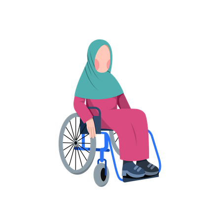 Femme musulmane handicapée en fauteuil roulant  Illustration