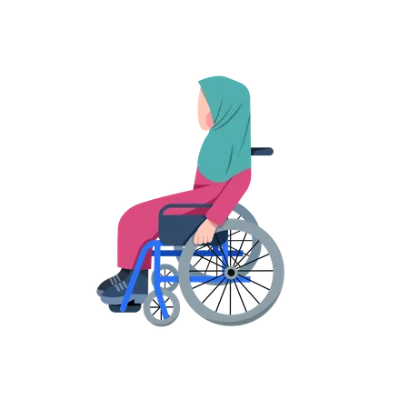 Femme musulmane handicapée en fauteuil roulant  Illustration