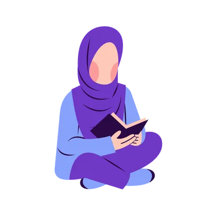 Femme musulmane lisant un livre  Illustration