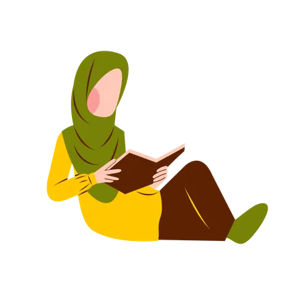 Femme musulmane lisant un livre  Illustration