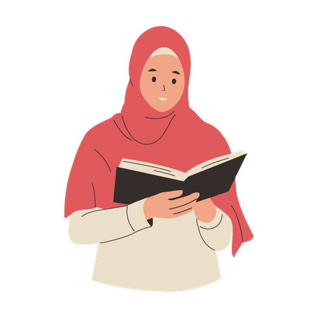 Femme musulmane lisant un livre  Illustration