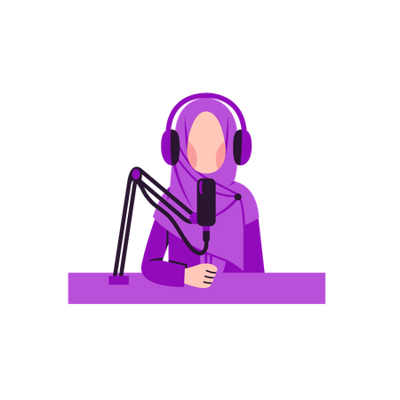 Podcast d'enregistrement d'une femme musulmane  Illustration