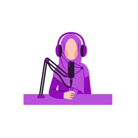 Podcast d'enregistrement d'une femme musulmane  Illustration