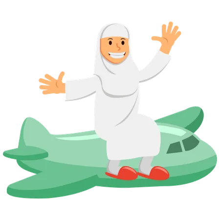 Femme musulmane volant vers le hajj  Illustration