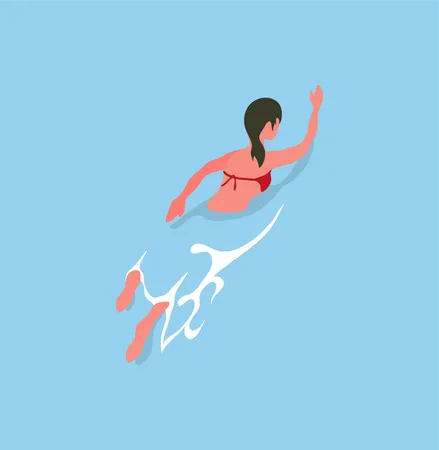 Femme nageant dans la piscine  Illustration