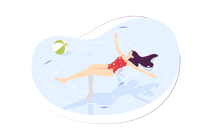 Femme nageant dans la piscine  Illustration