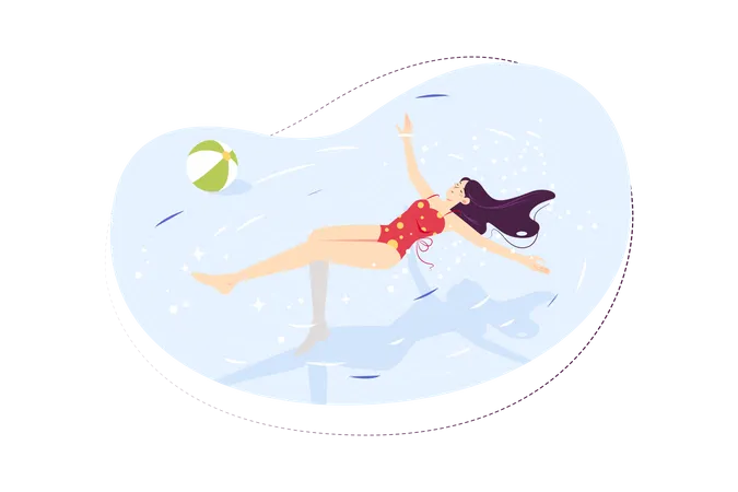 Femme nageant dans la piscine  Illustration