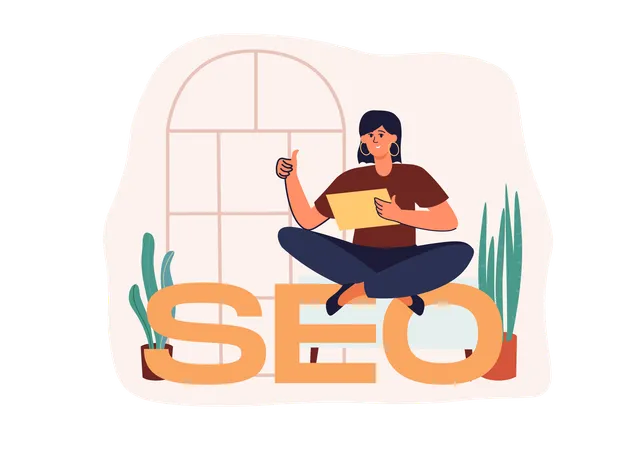 Femme naviguant sur SEO  Illustration