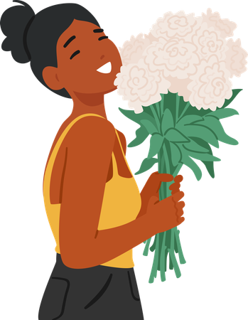 Femme noire avec un bouquet luxuriant  Illustration