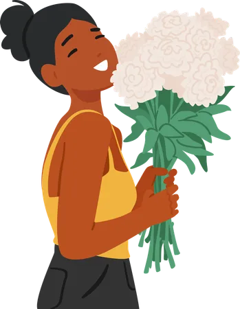 Femme noire avec un bouquet luxuriant  Illustration