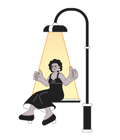 Lampadaire balançoire femme noire  Illustration