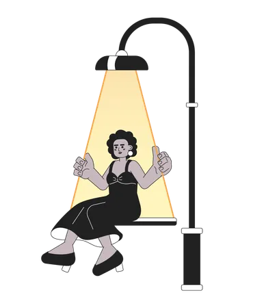 Lampadaire balançoire femme noire  Illustration