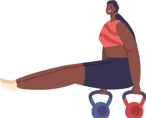 Femme noire puissante aux muscles sculptés  Illustration