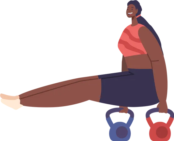 Femme noire puissante aux muscles sculptés  Illustration