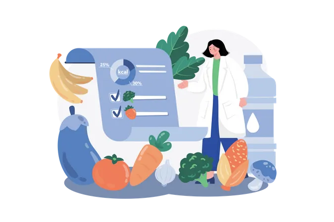 Une médecin nutritionniste donne des notes  Illustration