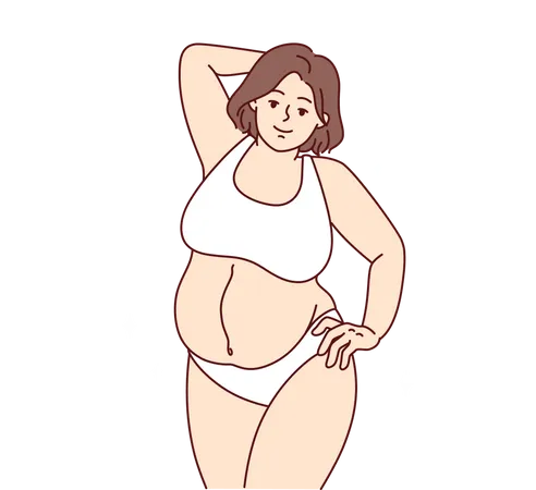 Femme obèse posant en bikini  Illustration