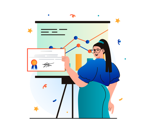 Femme obtenant le certificat de meilleure présentation  Illustration