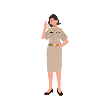 Officier féminin donnant un beau geste  Illustration