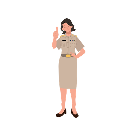 Officier féminin donnant un bon geste de travail  Illustration