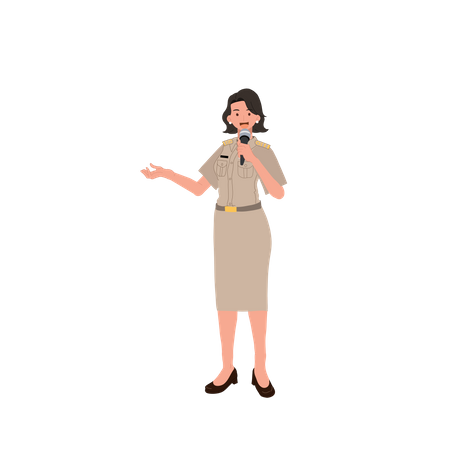 Officier féminin expliquant  Illustration