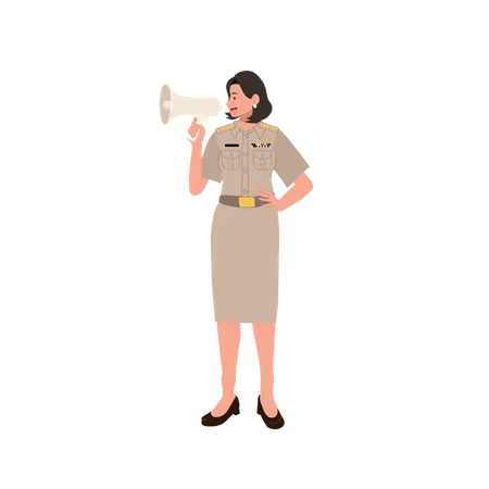 Officier féminin faisant une annonce  Illustration