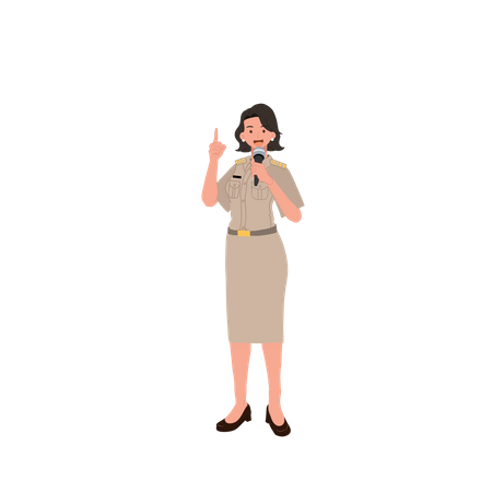 Officier féminin présentant  Illustration