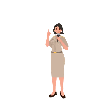 Officier féminin présentant  Illustration