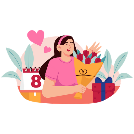 Femme ouvrant des cadeaux  Illustration