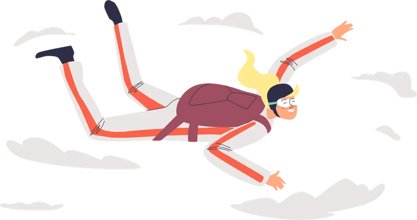 Femme parachutiste avec parachute  Illustration