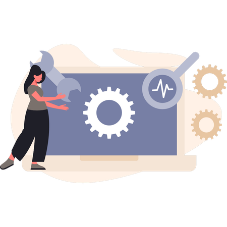 Femme qui pose des outils  Illustration