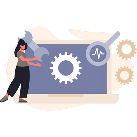 Femme qui pose des outils  Illustration