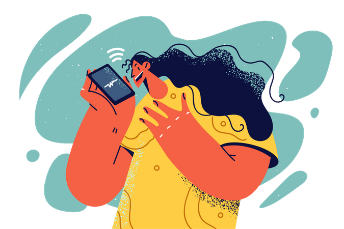 Femme parlant au téléphone  Illustration