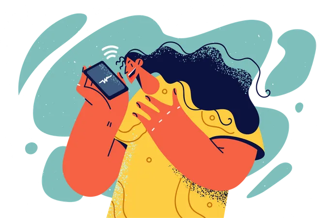 Femme parlant au téléphone  Illustration