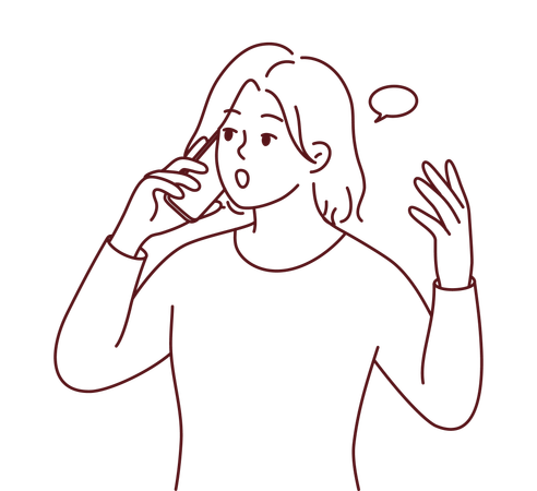 Femme parlant au téléphone  Illustration