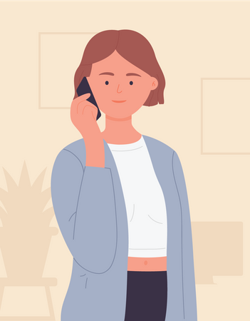 Femme parlant au téléphone  Illustration