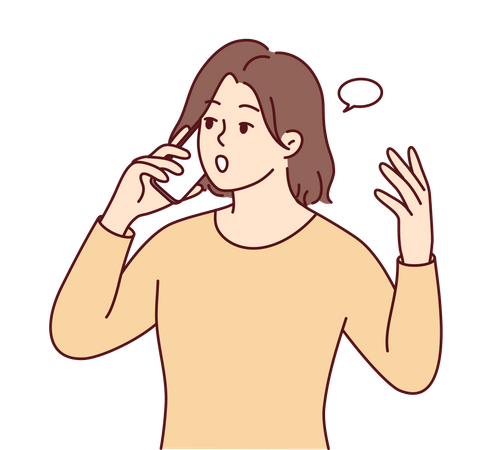 Femme parlant au téléphone  Illustration