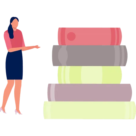 Femme parlant de livres de littérature  Illustration