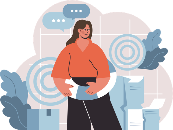 Une femme parle d’objectif commercial  Illustration