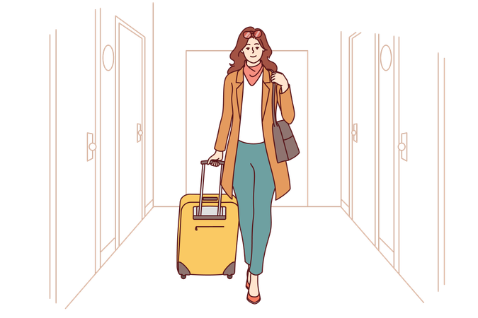 Une femme part en voyage d'affaires  Illustration