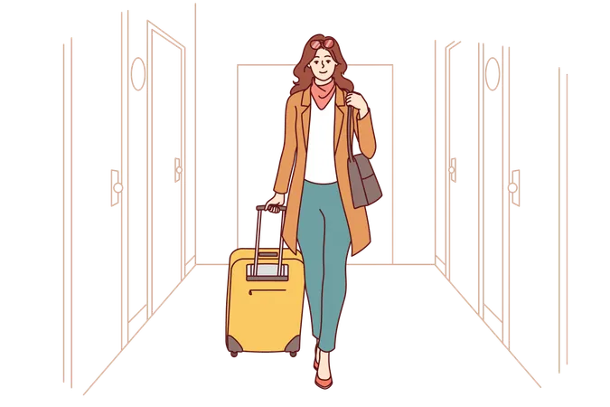 Une femme part en voyage d'affaires  Illustration