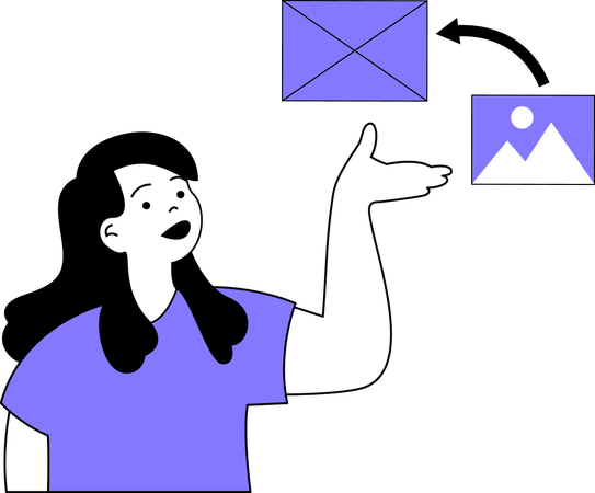 Femme partageant un courrier image  Illustration