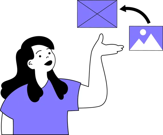 Femme partageant un courrier image  Illustration