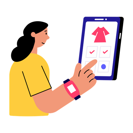 Femme passant une commande en ligne  Illustration