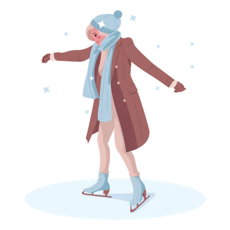 Femme, patinage sur glace  Illustration