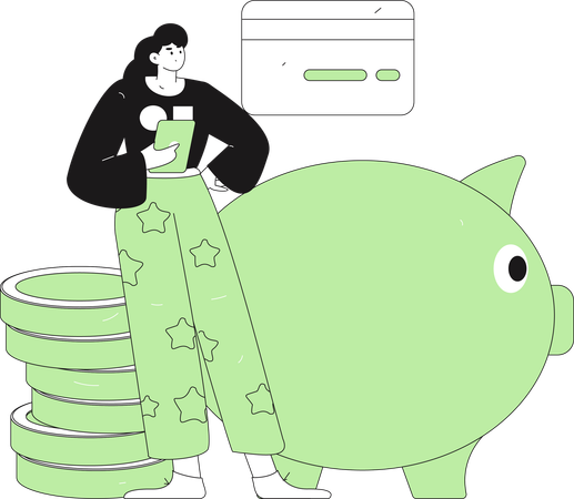 Femme payant une facture de carte de crédit  Illustration