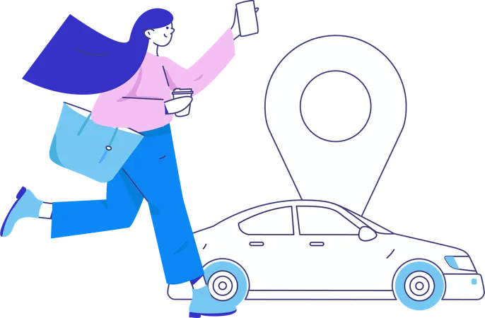 Femme payant un loyer de taxi  Illustration