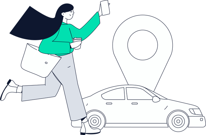 Femme payant un loyer de taxi  Illustration